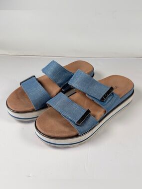 Vionic Denim Double-Strap Platform Sandals - Blue